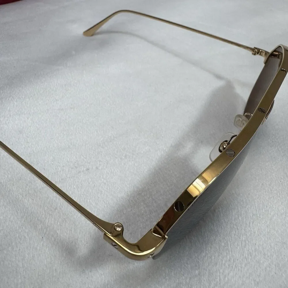 Cartier Santos De Cartier 24k Gold Aviator Sunglasses